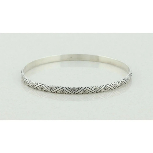 Sterling Silver Bangle Bracelet 8" inch Round 2 5/8" inch Diameter - Picture 1 of 6